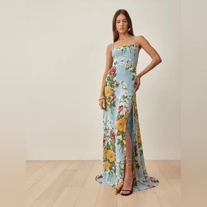 Reformation Ingrid Blue Floral Dress, Size 2
